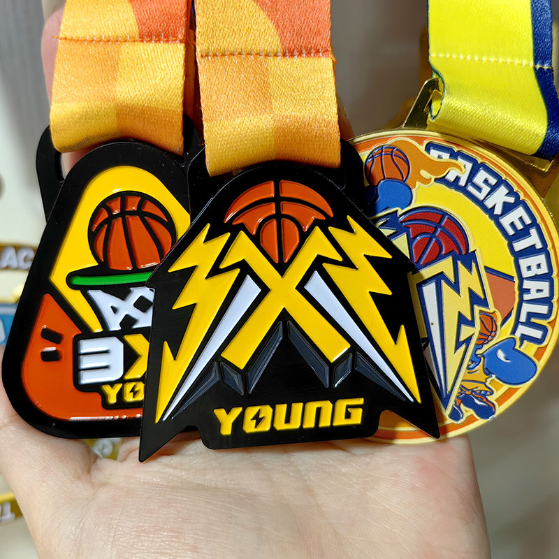Basketball-Liga-Medaille - Coole Blitzdesign-Gedenkplakette für den Abschluss des Rennens