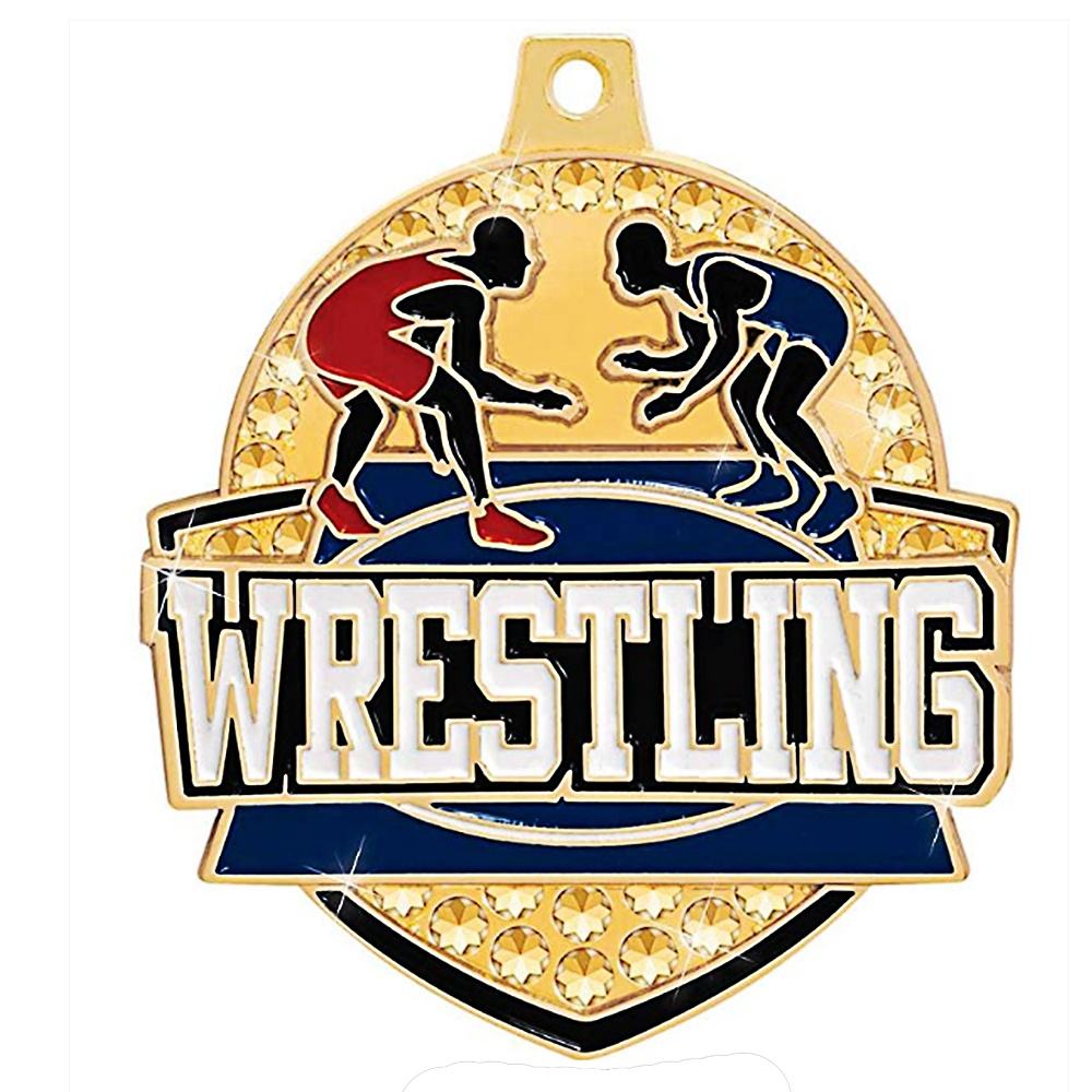 Individuell gestaltete Wrestling-Medaillen, doppelseitige Gravur, mit Diamanten besetzte Emaille-Metall-Ehrenmedaillen.