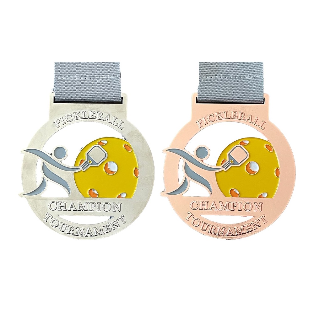 Meisterschaftsmedaille: Eine runde, ausgehöhlte gelbe kugelförmige Medaille für Sportveranstaltungen.