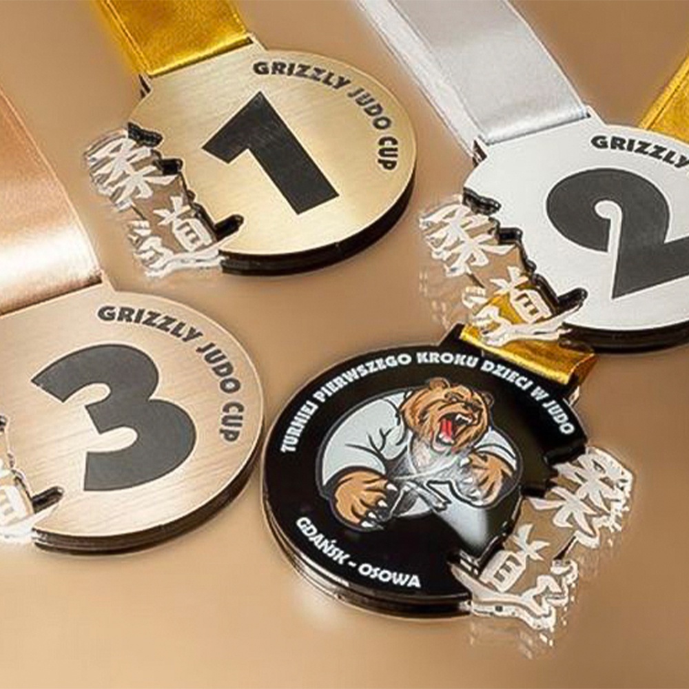 Powerlifting-Hantel-Hohlmedaille, goldene, acrylartige, hantelförmige Wettkampf-Gedenkplakette