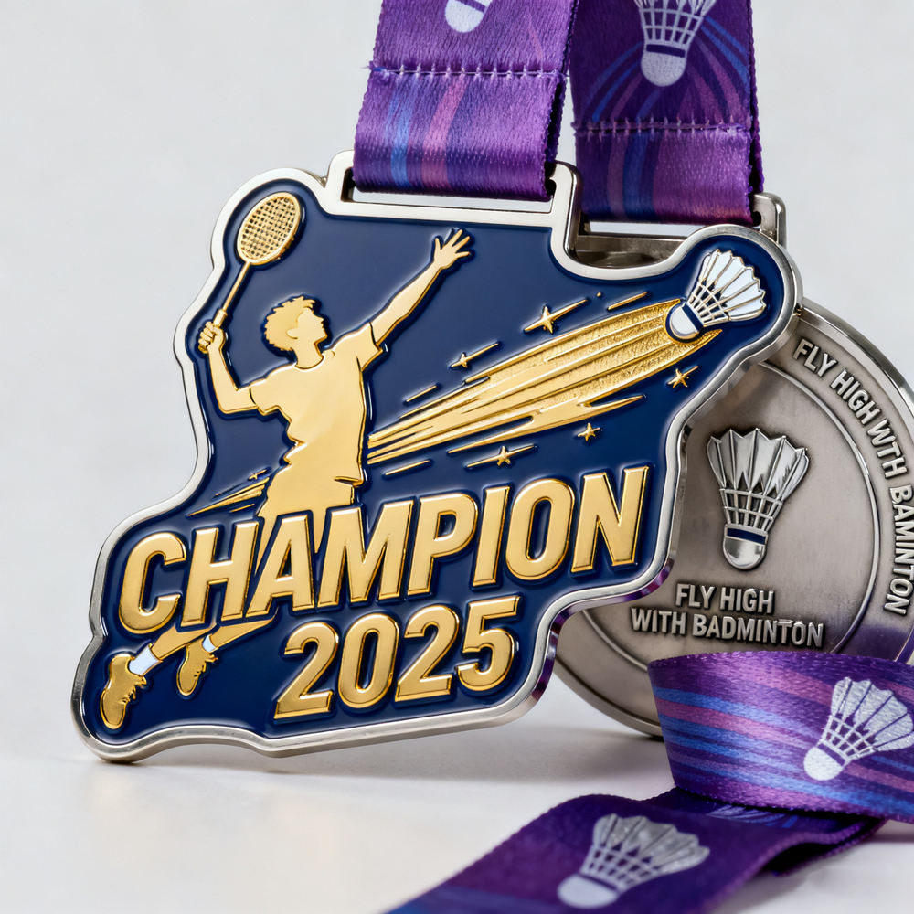Individuelle Medaille aus Metall in Gold, Silber und Bronze im Präzisionsdruckguss für Badminton-Auszeichnungen