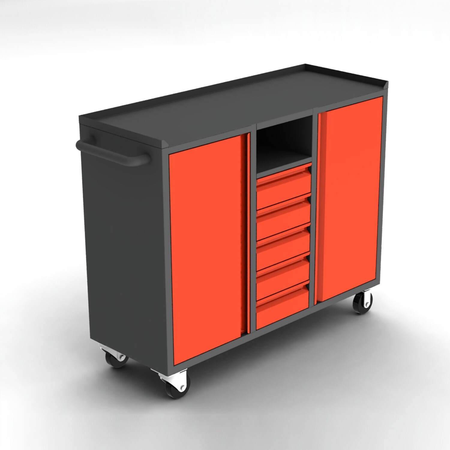 [New Show]Tool Cabinet with 5 Drawers & Dual Side Cabinets