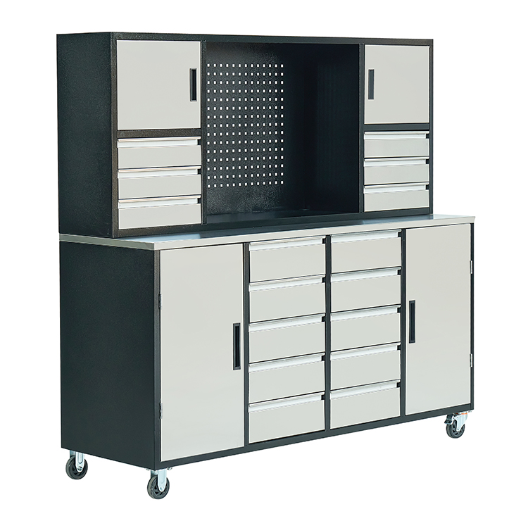 Work Bench Scratch-resistant Stain-resistant Equipped with 16 spacious drawers 4 storage cabinets Allows for easy mobility