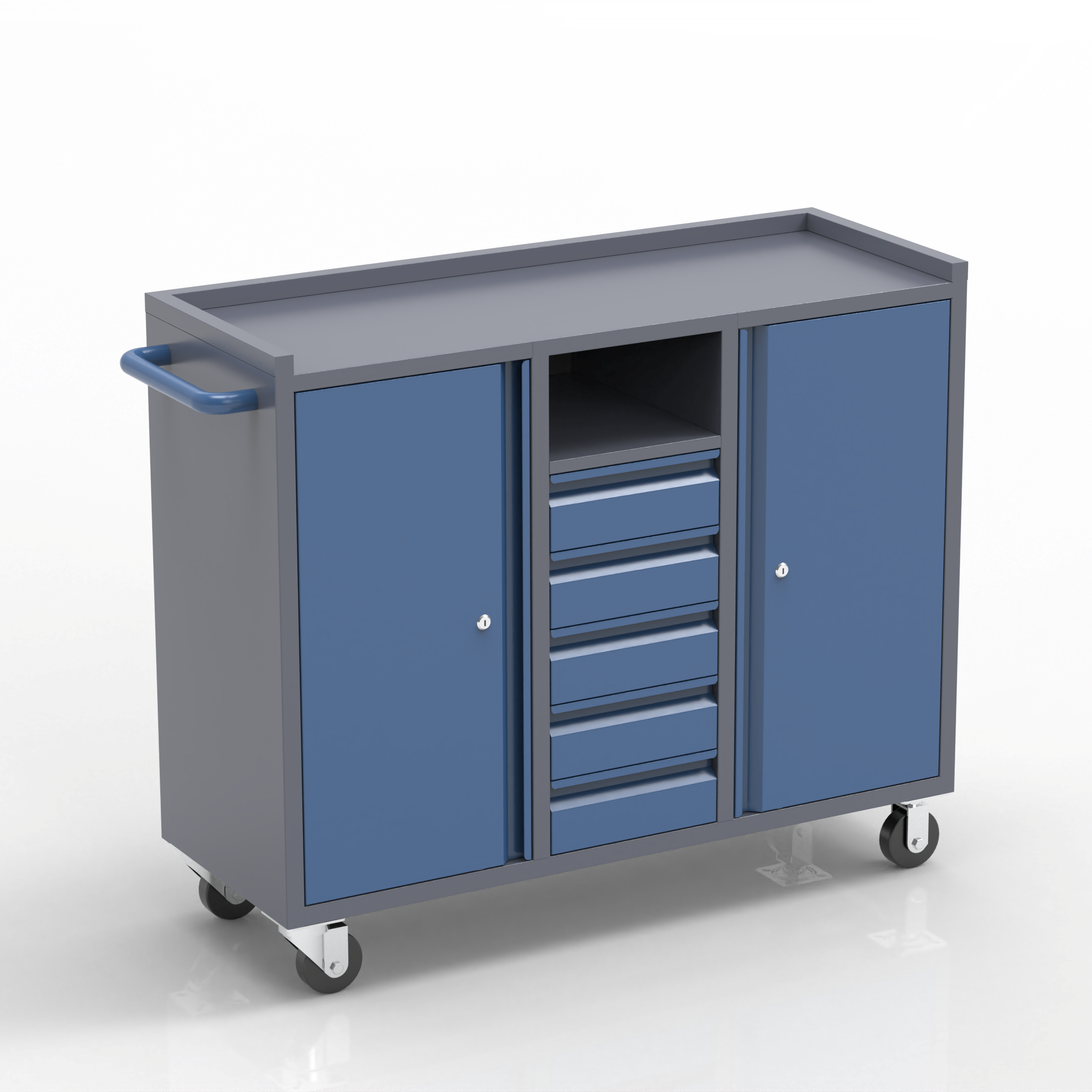 [New Show]Tool Cabinet with 5 Drawers & Dual Side Cabinets