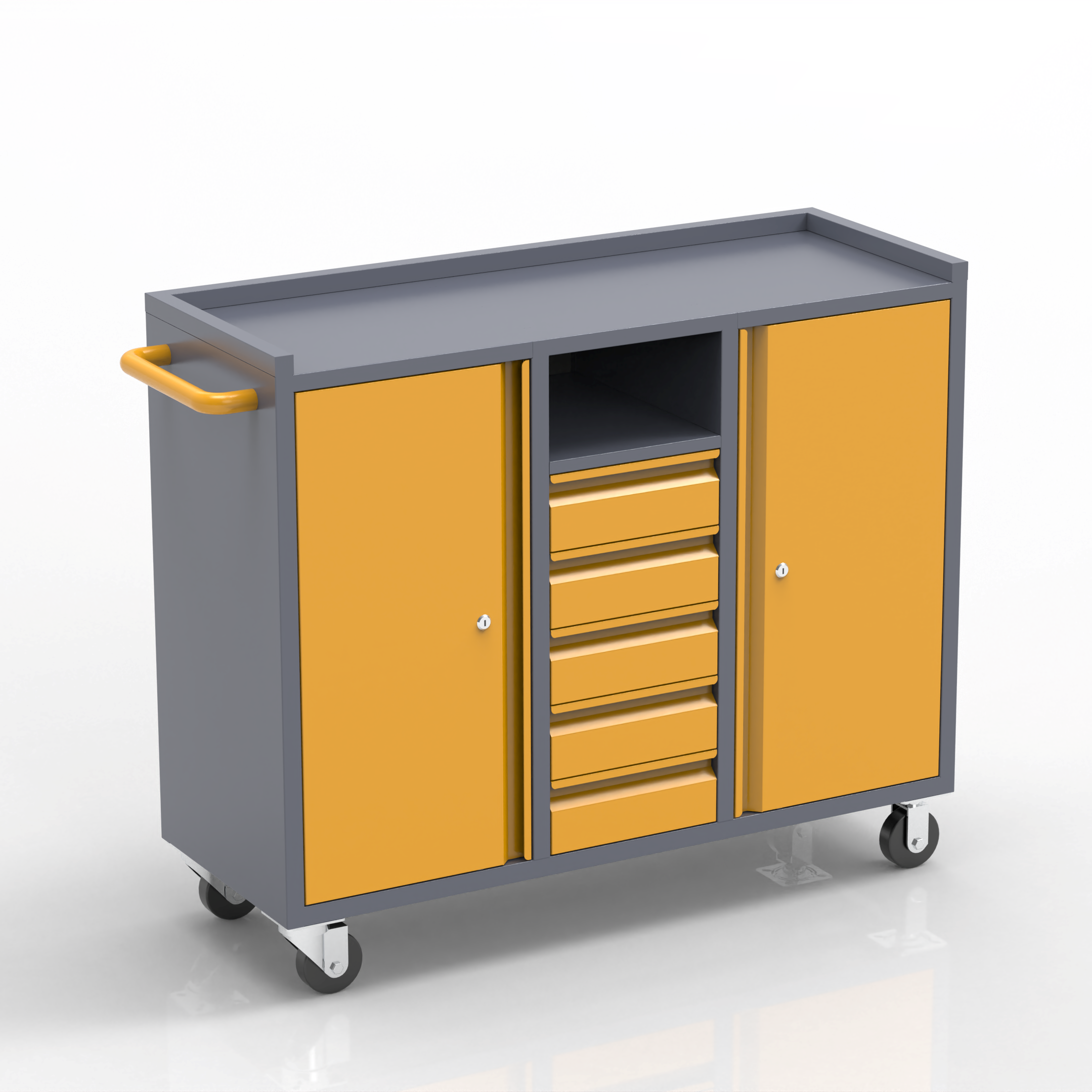 [New Show]Tool Cabinet with 5 Drawers & Dual Side Cabinets