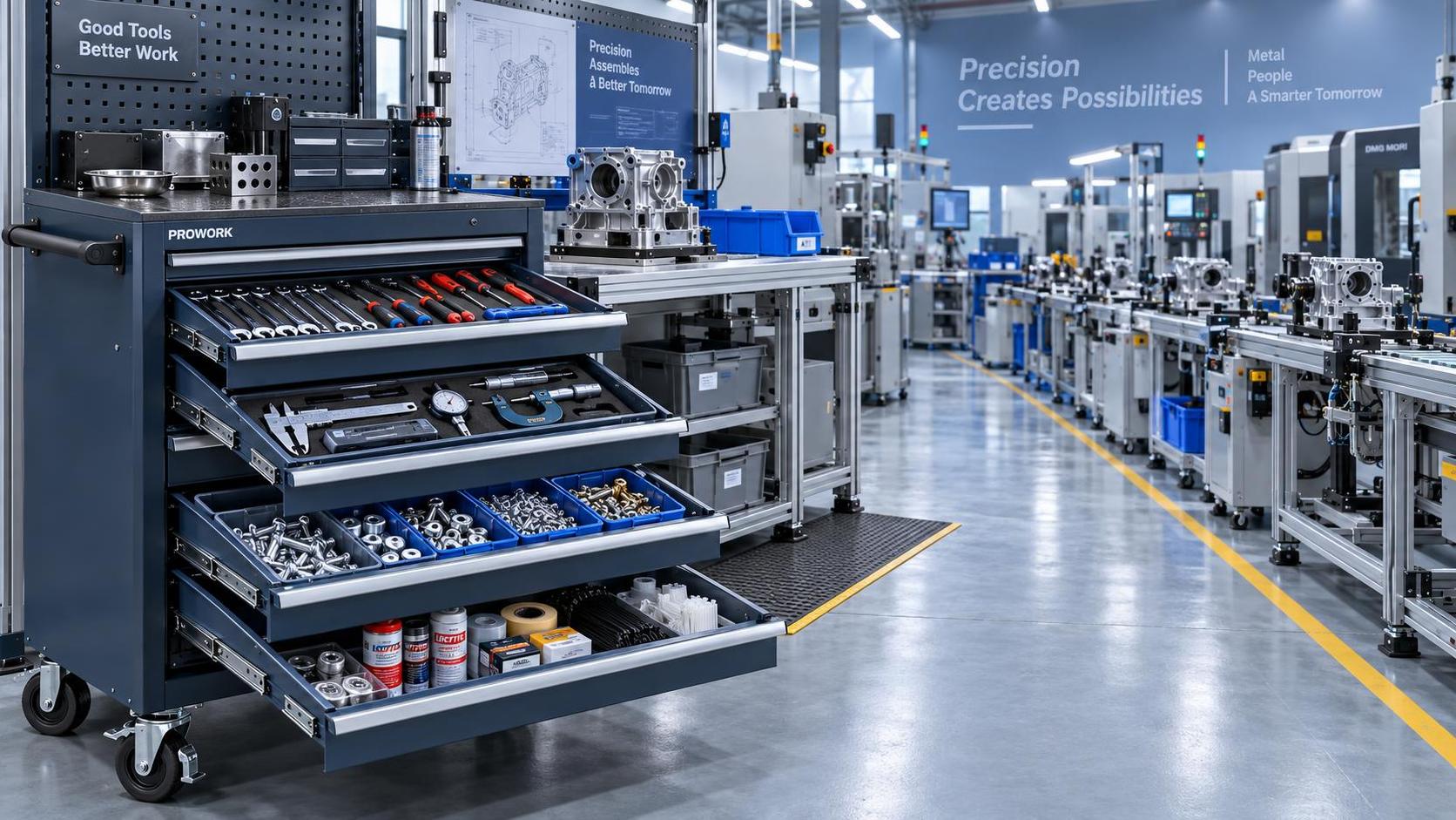 When does a mobile tool cabinet improve assembly line workflow?