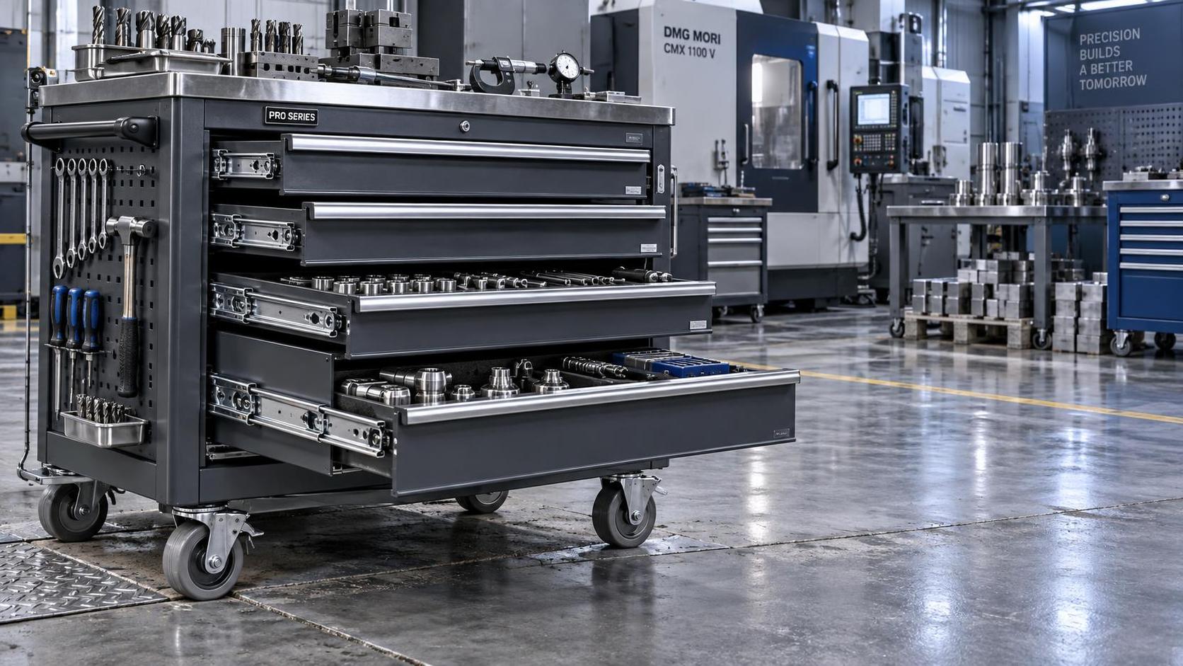 What causes rolling cabinet drawers to bind on uneven shop floors?