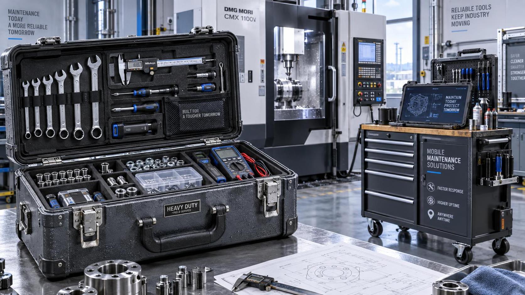 When is a heavy duty tool box better than a cabinet for field maintenance?
