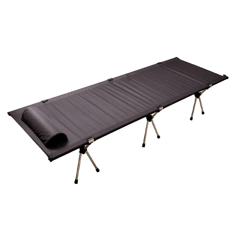 Foldable office bed with ten-leg iron pipe frame and breathable mesh pillow