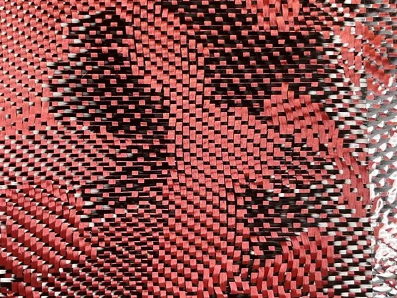 Red Multi Black Camouflage Aramid Carbon Fabric 3K 210gsm Camo Jacquard Pattern