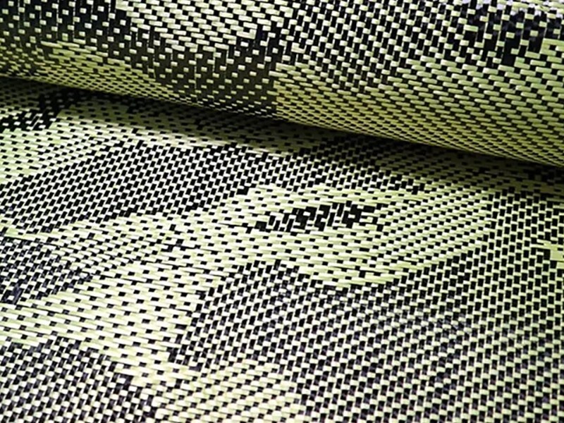 Yellow Camouflage Carbon Fiber Fabric 3K 210gsm Camo Jacquard Pattern for Marine Industry