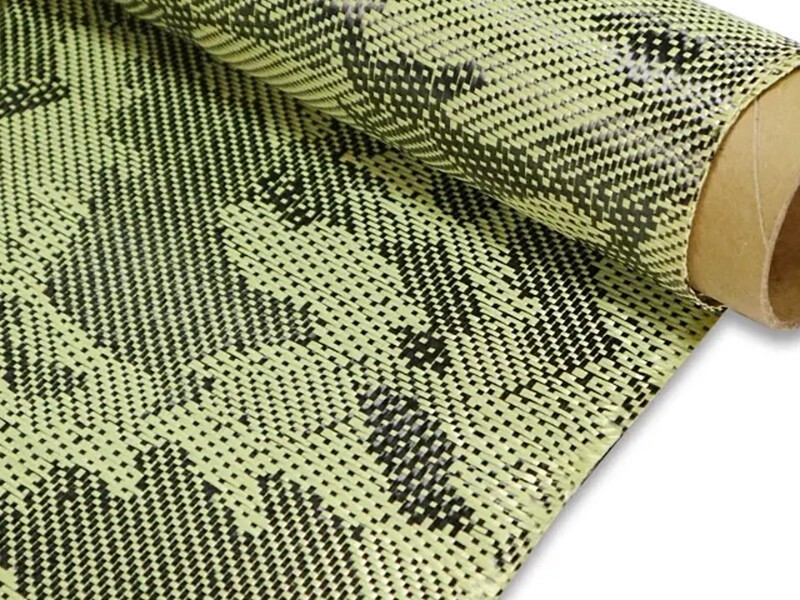 Yellow Camouflage Carbon Fiber Fabric 3K 210gsm Camo Jacquard Pattern for Marine Industry