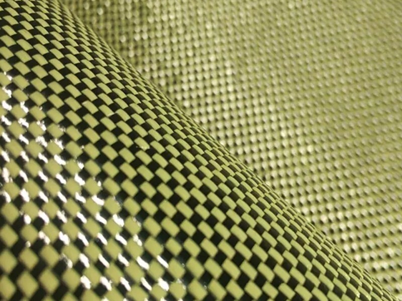 Different Colors Yellow Mixed Carbon Aramid Fiber Cloth Customized Shapes Carbon Aramid Hybrid Fabric