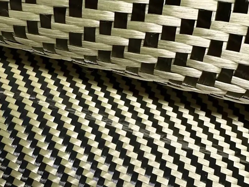 Different Colors Yellow Mixed Carbon Aramid Fiber Cloth Customized Shapes Carbon Aramid Hybrid Fabric