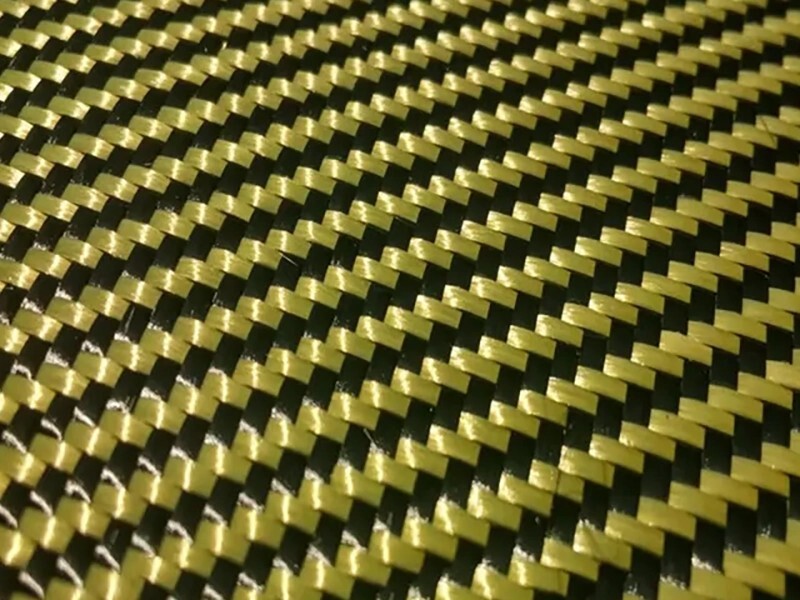 Different Colors Yellow Mixed Carbon Aramid Fiber Cloth Customized Shapes Carbon Aramid Hybrid Fabric