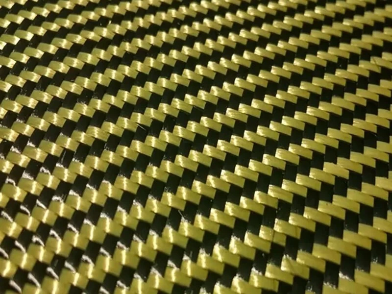 Different Colors Yellow Mixed Carbon Aramid Fiber Cloth Customized Shapes Carbon Aramid Hybrid Fabric