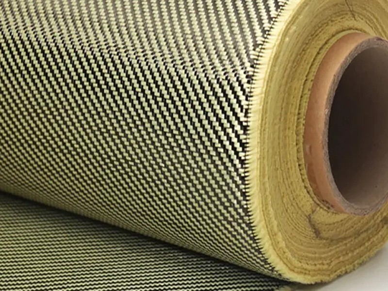 Different Colors Yellow Mixed Carbon Aramid Fiber Cloth Customized Shapes Carbon Aramid Hybrid Fabric