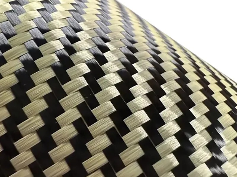 Different Colors Yellow Mixed Carbon Aramid Fiber Cloth Customized Shapes Carbon Aramid Hybrid Fabric