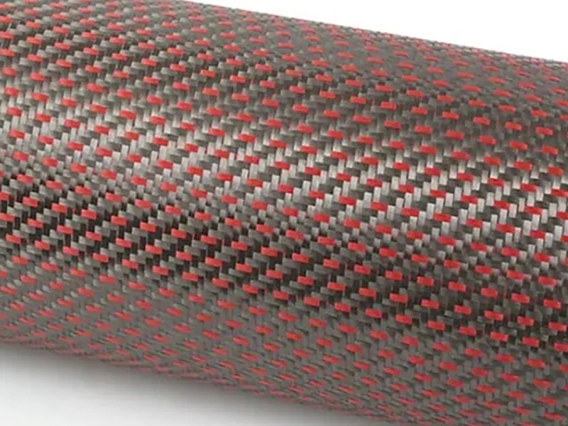 Latest Style Carbon/Kevlar Fiber Hybrid Jacquard Fabric Red Black for Attractive Surfaces