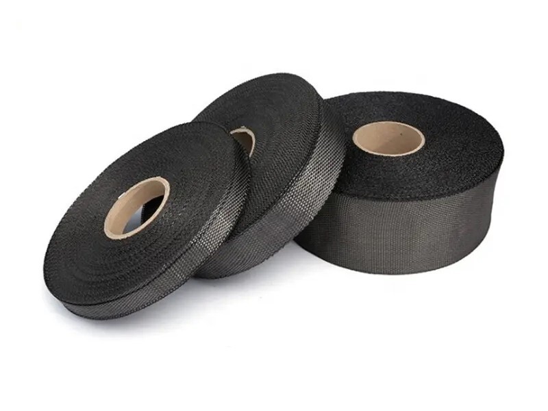 Locked Edge Black Carbon Fiber Tape Construction Use Best Quality Customizable Carbon Fiber Woven Tape