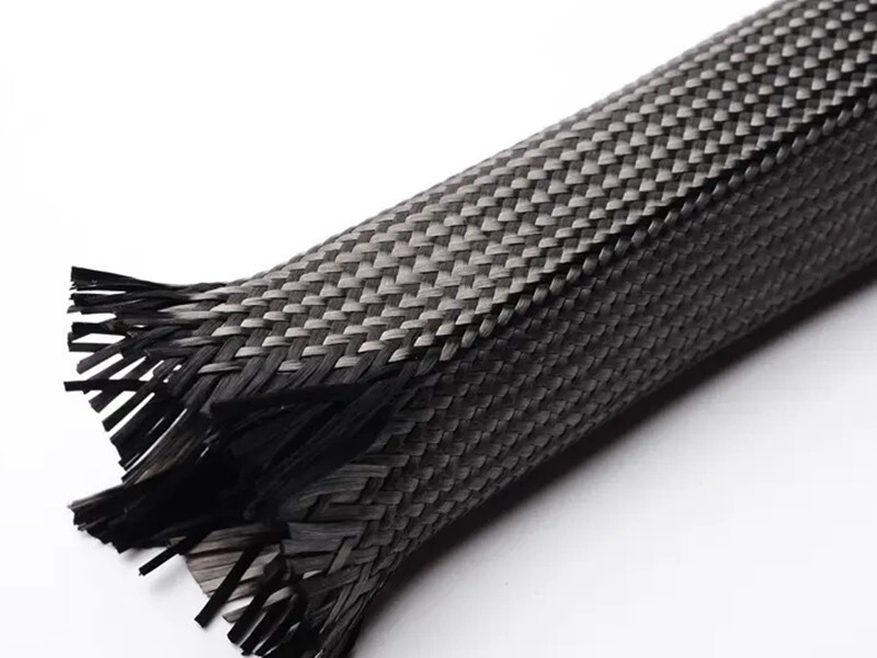 Stretchable Carbon Fiber Woven Braided Sleeve Customized 8-80mm Diameters Multi Purpose