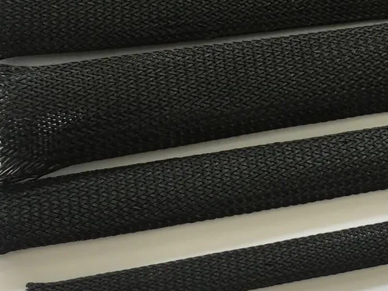 Stretchable Carbon Fiber Woven Braided Sleeve Customized 8-80mm Diameters Multi Purpose