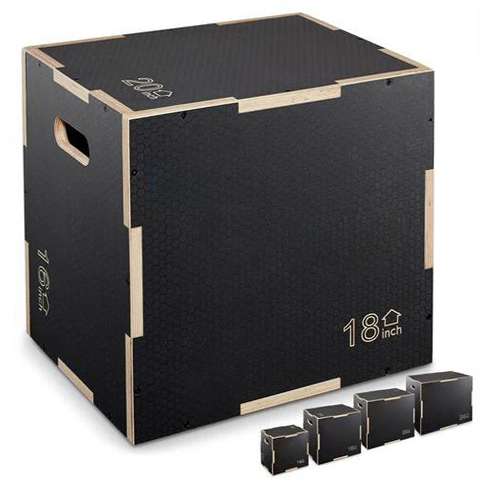 Non-slip Black Wooden Plyo Box