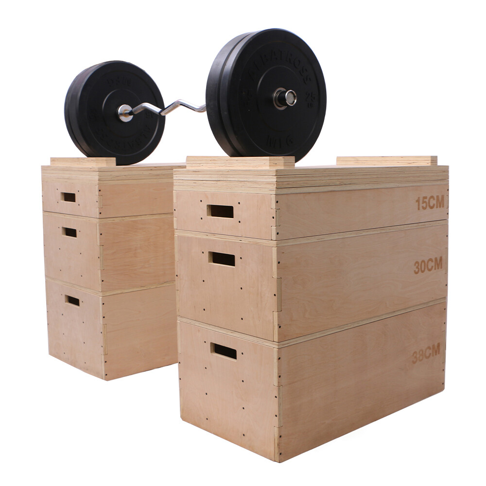 Adjustable Stackable Wooden Plyoblocks Jerk Blocks