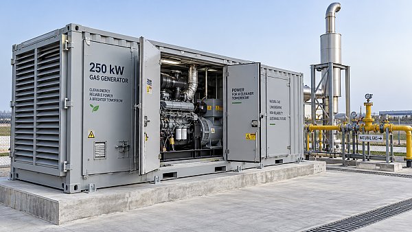 How much site clearance does a 250 kW containerized gas genset need?