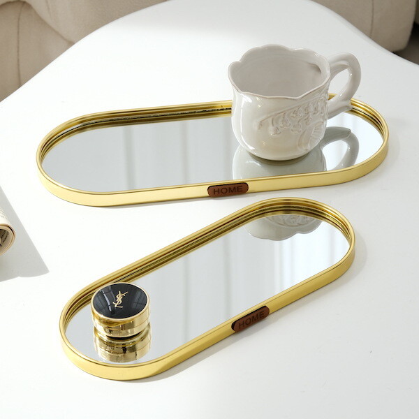 Metal glass mirror surface tray