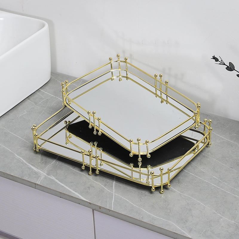 Metal glass mirror surface tray