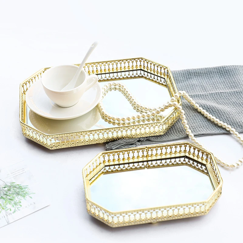Metal glass mirror surface tray