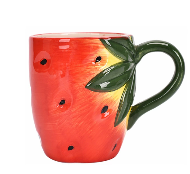 Strawberry-shaped ceramic mug