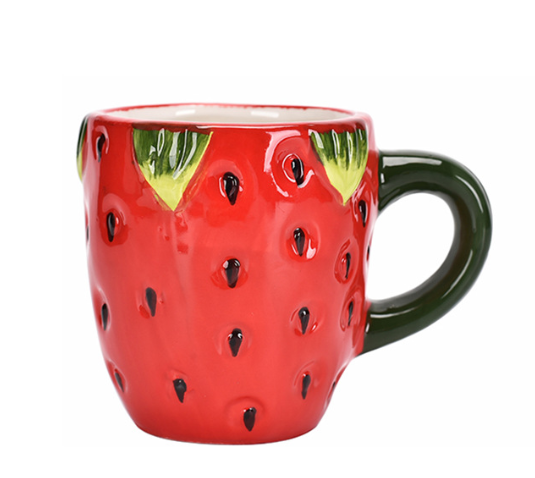 Strawberry-shaped ceramic mug