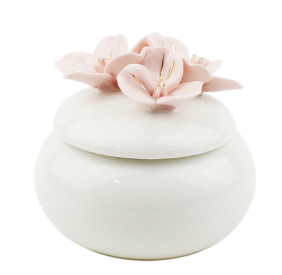 Ceramic artificial flower-shaped jewelry storage box 