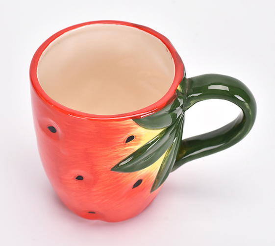 Strawberry-shaped ceramic mug