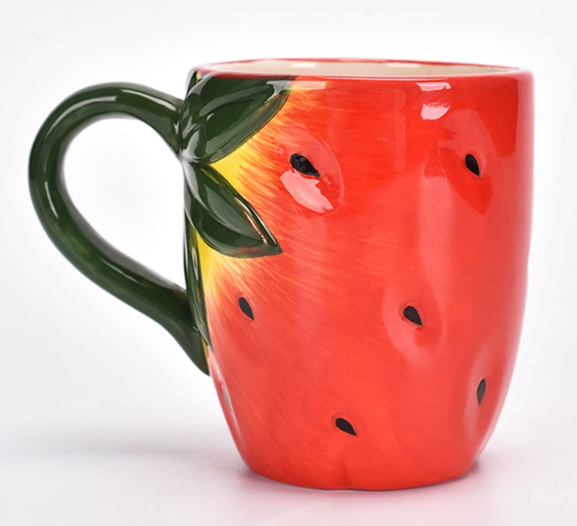 Strawberry-shaped ceramic mug