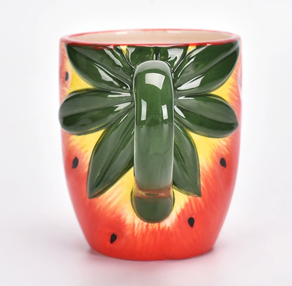 Strawberry-shaped ceramic mug