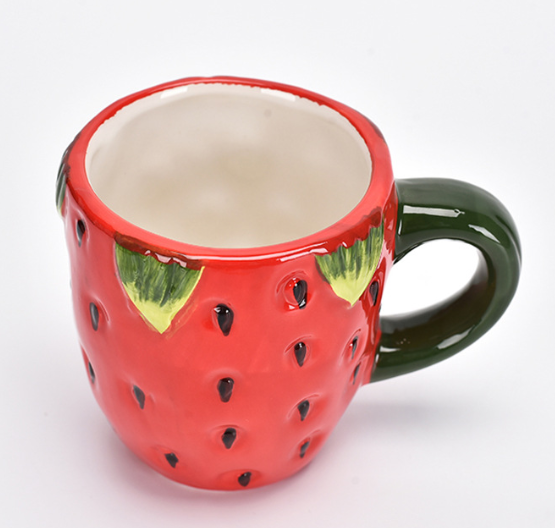 Strawberry-shaped ceramic mug