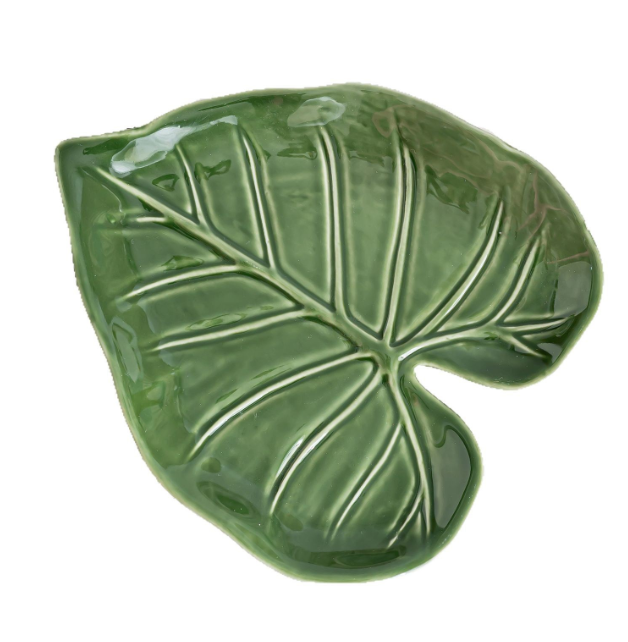 Ceramic leaf-shaped spoon holder