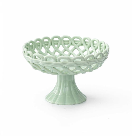 Hand-woven ceramic basket