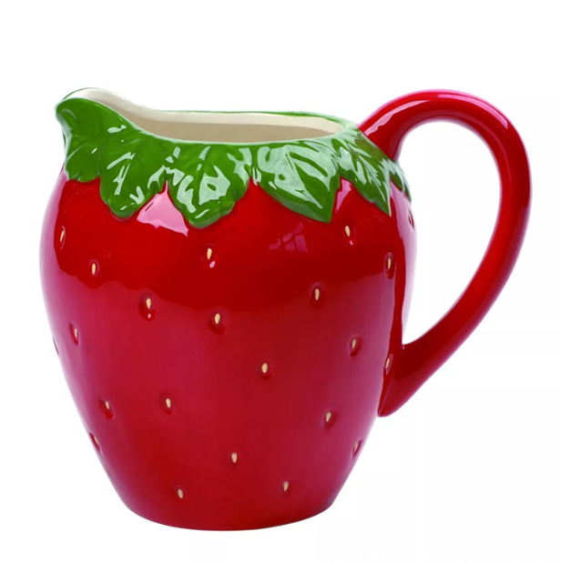 Strawberry-shaped ceramic mug