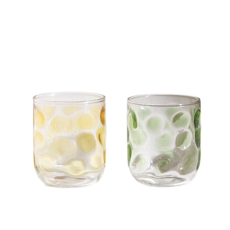 Polka dot painted glass cup