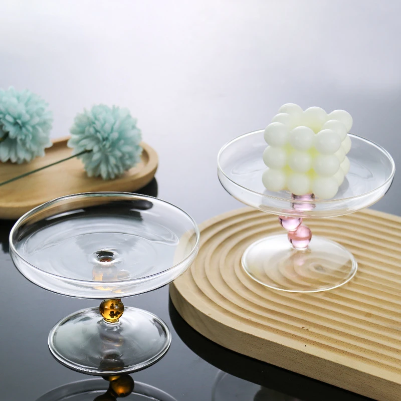 High-legged glass fruit tray