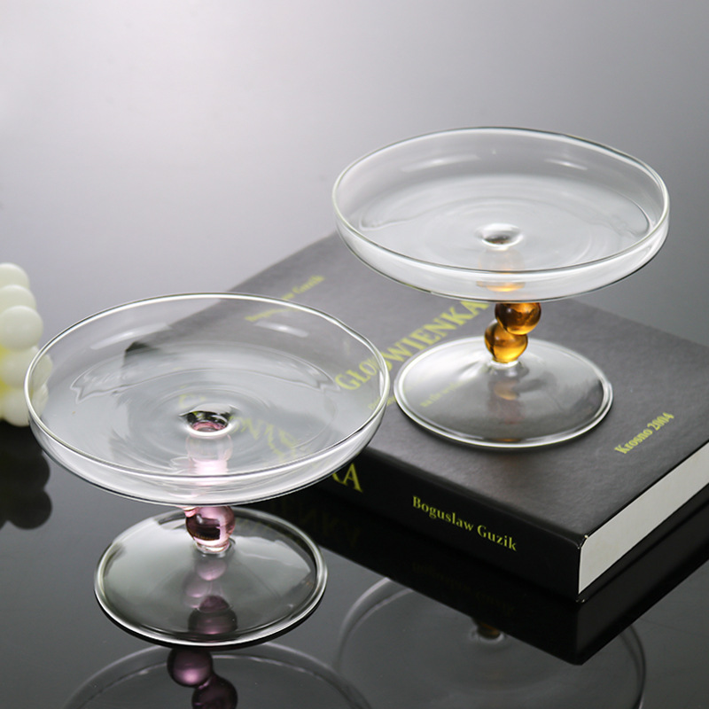 High-legged glass fruit tray