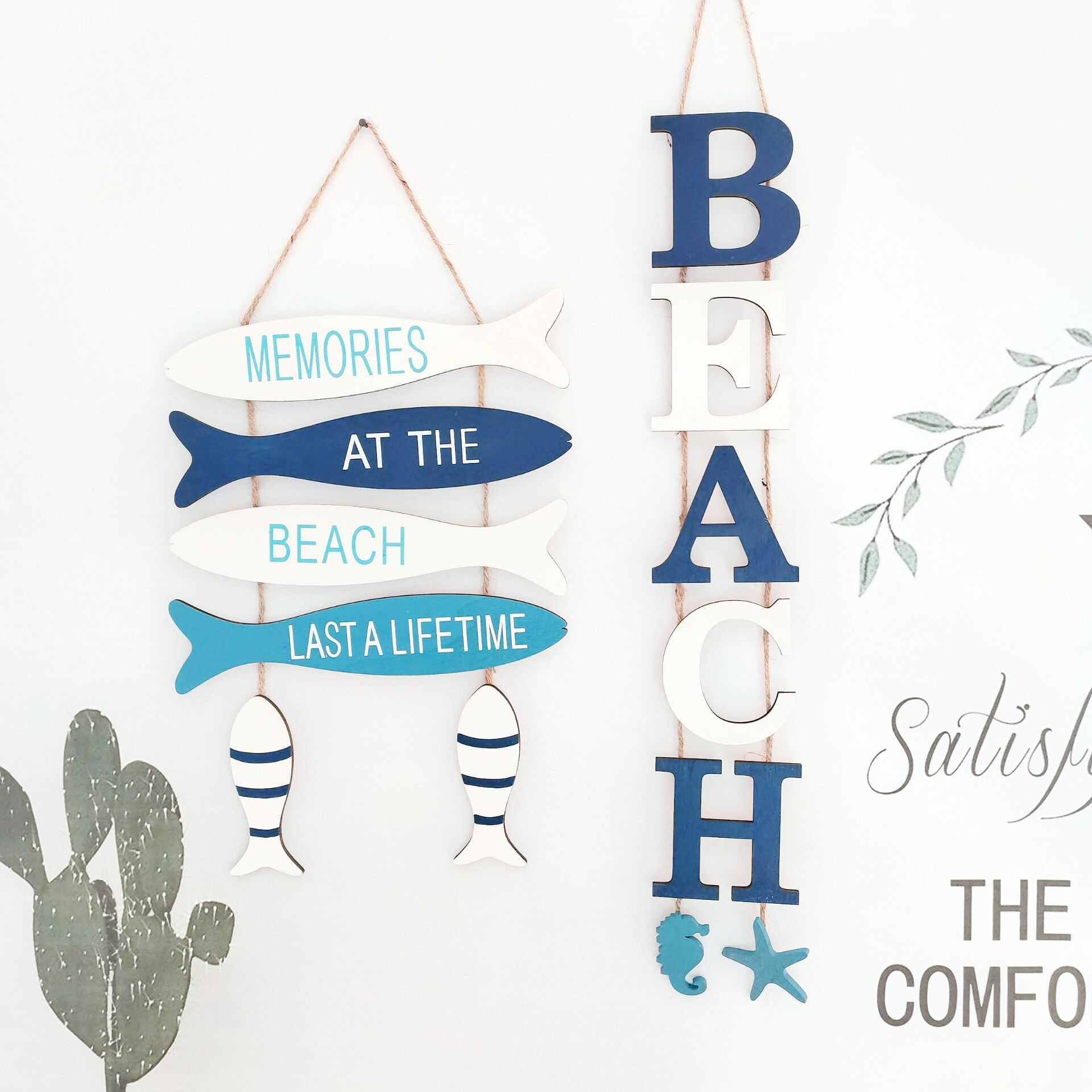 Wooden hanging ocean wall decoration
