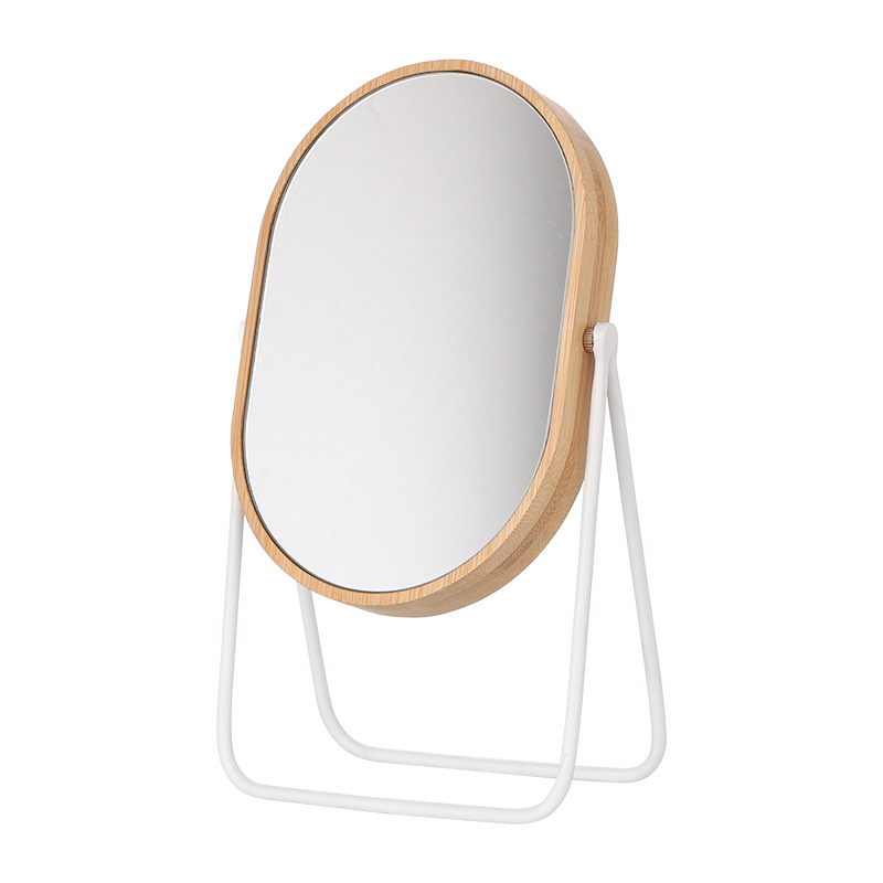 Desktop bamboo and wood mirror