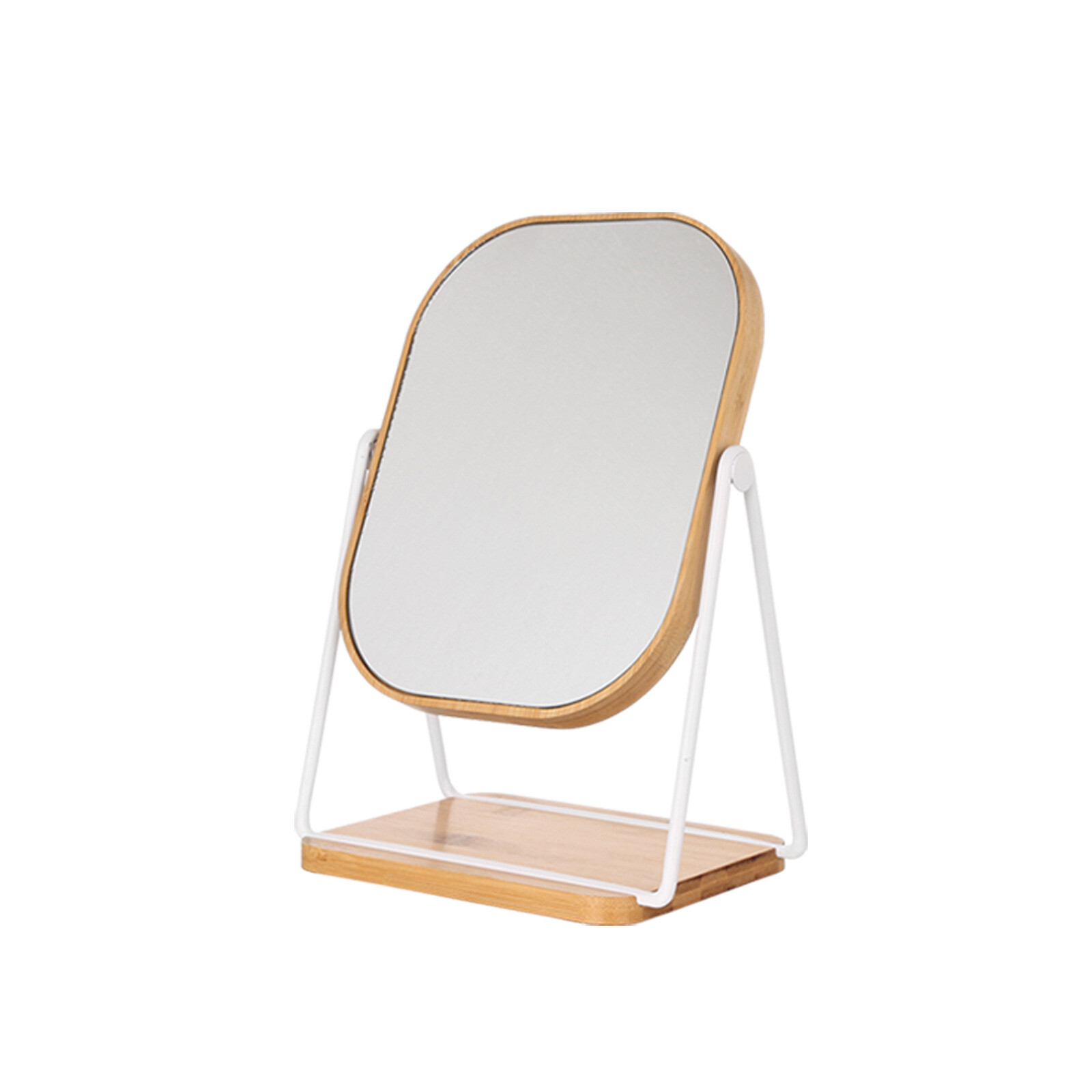 Desktop bamboo and wood mirror