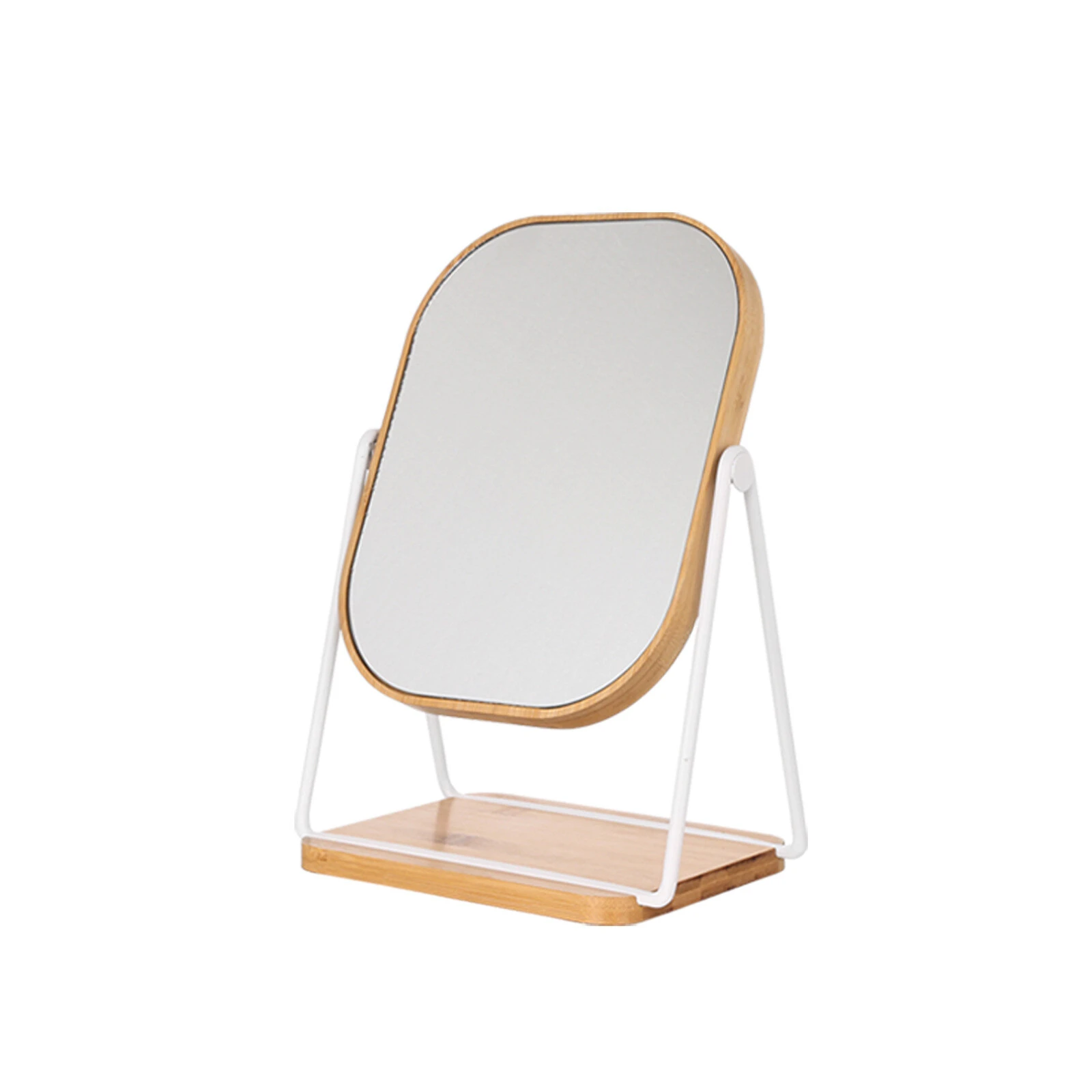 Desktop bamboo and wood mirror