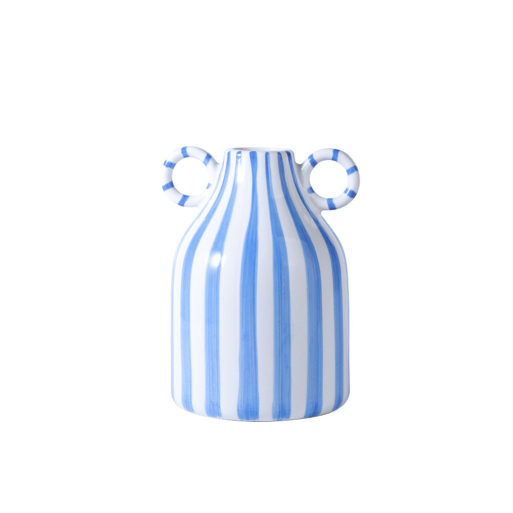 Striped double-eared ceramic vase